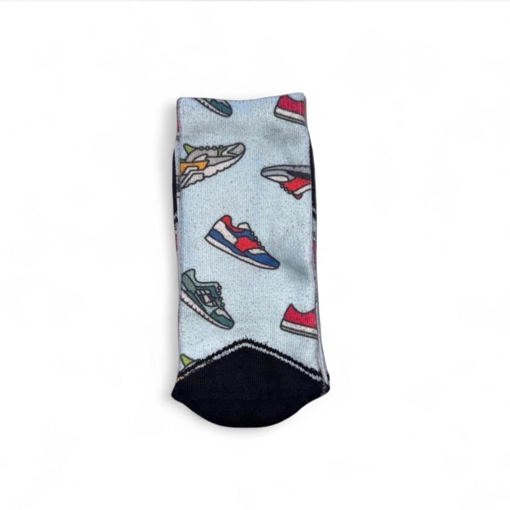 FEAT Blanket Blend Crew Socks - Light Blue Sneaker Print - Size Large